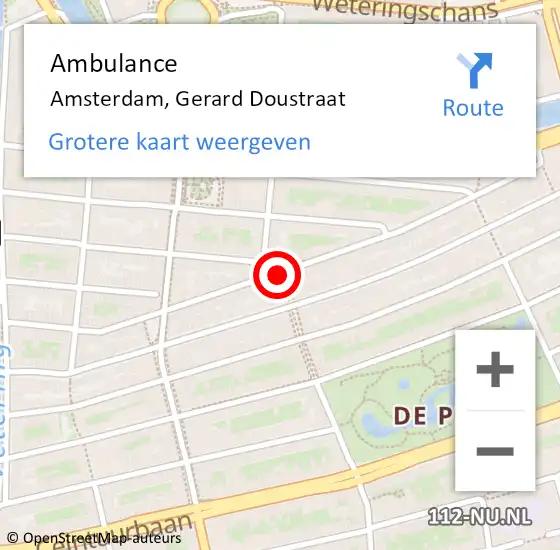 Locatie op kaart van de 112 melding: Ambulance Amsterdam, Gerard Doustraat op 18 augustus 2019 15:37