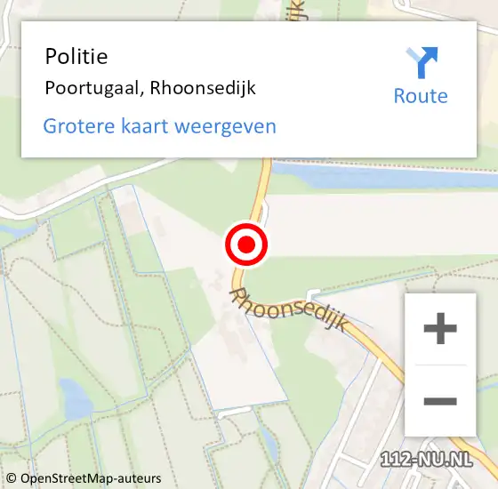 Locatie op kaart van de 112 melding: Politie Poortugaal, Rhoonsedijk op 18 augustus 2019 16:18