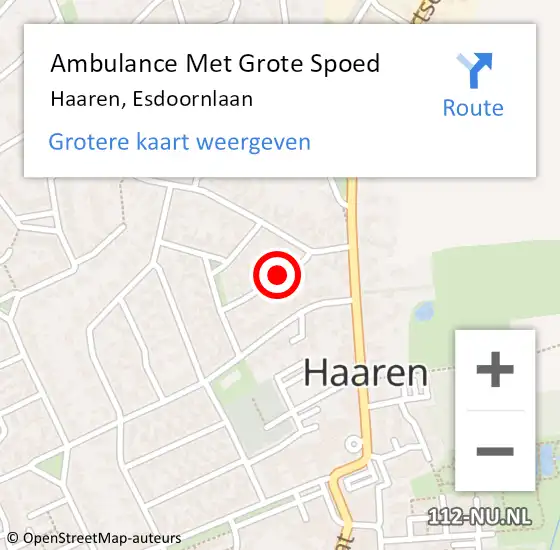 Locatie op kaart van de 112 melding: Ambulance Met Grote Spoed Naar Haaren, Esdoornlaan op 18 augustus 2019 16:53