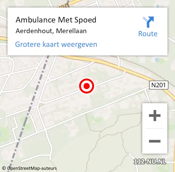 Locatie op kaart van de 112 melding: Ambulance Met Spoed Naar Aerdenhout, Merellaan op 18 augustus 2019 17:45