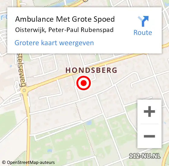 Locatie op kaart van de 112 melding: Ambulance Met Grote Spoed Naar Oisterwijk, Peter-Paul Rubenspad op 18 augustus 2019 18:32