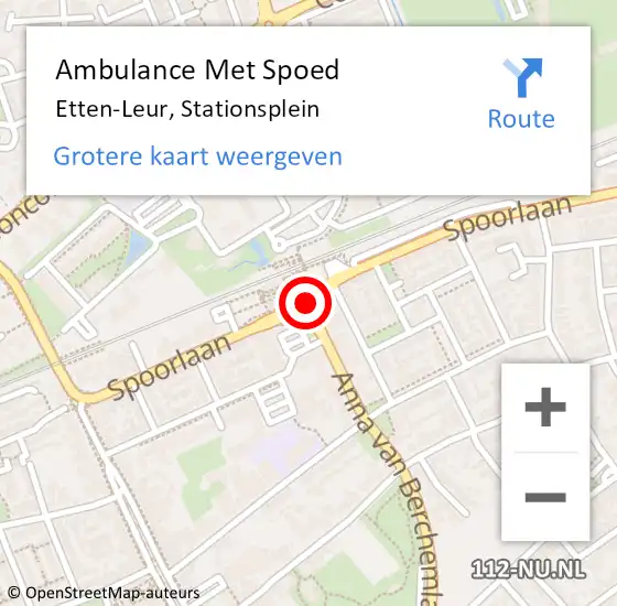 Locatie op kaart van de 112 melding: Ambulance Met Spoed Naar Etten-Leur, Stationsplein op 18 augustus 2019 20:16