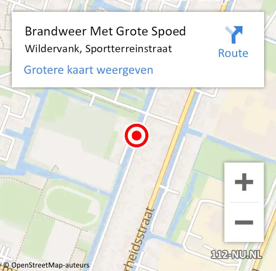 Locatie op kaart van de 112 melding: Brandweer Met Grote Spoed Naar Wildervank, Sportterreinstraat op 18 augustus 2019 20:22