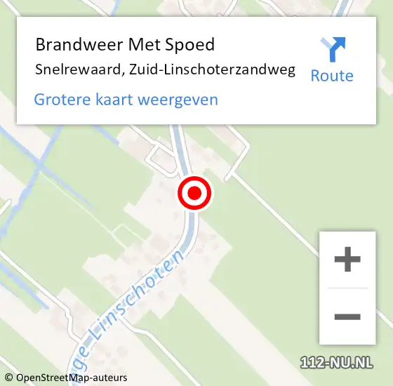 Locatie op kaart van de 112 melding: Brandweer Met Spoed Naar Snelrewaard, Zuid-Linschoterzandweg op 18 augustus 2019 21:12