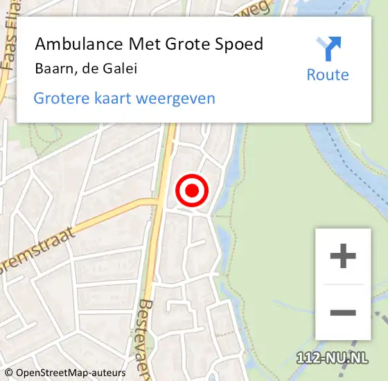 Locatie op kaart van de 112 melding: Ambulance Met Grote Spoed Naar Baarn, de Galei op 11 april 2014 01:17