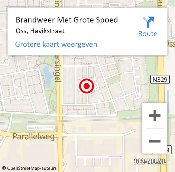 Locatie op kaart van de 112 melding: Brandweer Met Grote Spoed Naar Oss, Havikstraat op 18 augustus 2019 22:16