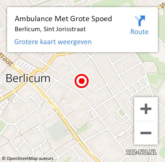 Locatie op kaart van de 112 melding: Ambulance Met Grote Spoed Naar Berlicum, Sint Jorisstraat op 18 augustus 2019 22:52