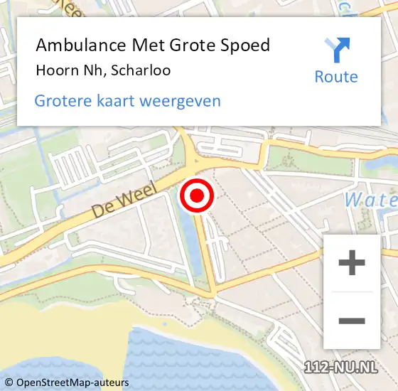 Locatie op kaart van de 112 melding: Ambulance Met Grote Spoed Naar Hoorn Nh, Scharloo op 18 augustus 2019 23:00