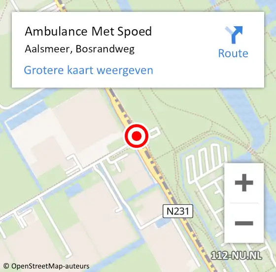 Locatie op kaart van de 112 melding: Ambulance Met Spoed Naar Aalsmeer, Bosrandweg op 19 augustus 2019 01:24