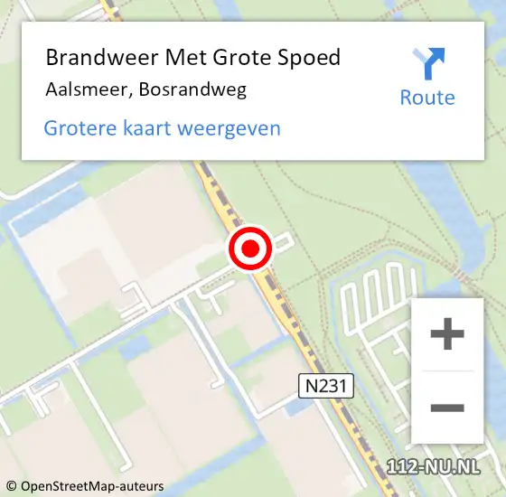 Locatie op kaart van de 112 melding: Brandweer Met Grote Spoed Naar Aalsmeer, Bosrandweg op 19 augustus 2019 01:25