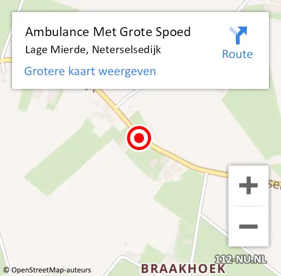 Locatie op kaart van de 112 melding: Ambulance Met Grote Spoed Naar Lage Mierde, Neterselsedijk op 19 augustus 2019 02:20