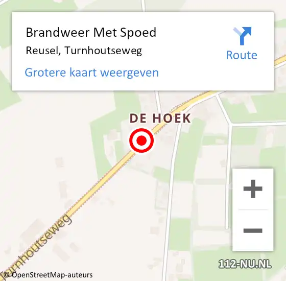Locatie op kaart van de 112 melding: Brandweer Met Spoed Naar Reusel, Turnhoutseweg op 19 augustus 2019 03:59