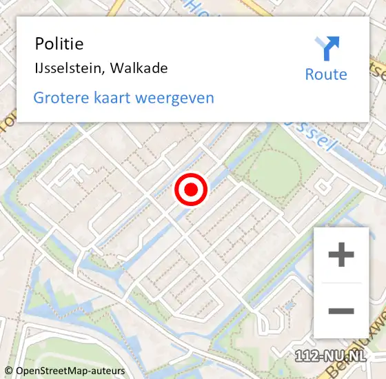 Locatie op kaart van de 112 melding: Politie IJsselstein, Walkade op 19 augustus 2019 09:04