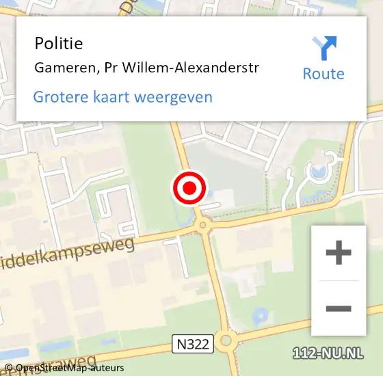 Locatie op kaart van de 112 melding: Politie Gameren, Pr Willem-Alexanderstr op 19 augustus 2019 09:05
