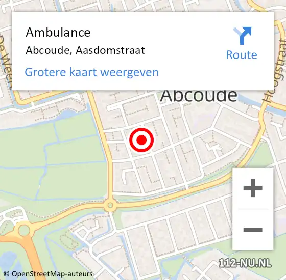 Locatie op kaart van de 112 melding: Ambulance Abcoude, Aasdomstraat op 11 april 2014 03:05