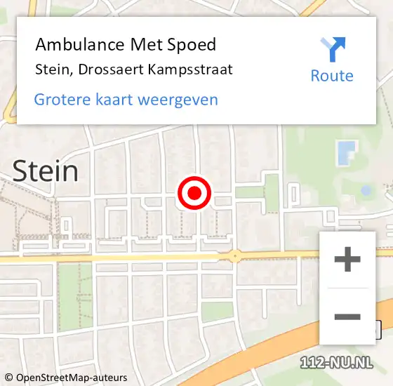 Locatie op kaart van de 112 melding: Ambulance Met Spoed Naar Stein, Drossaert Kampsstraat op 11 april 2014 03:13