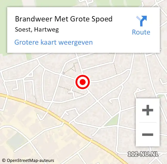 Locatie op kaart van de 112 melding: Brandweer Met Grote Spoed Naar Soest, Hartweg op 19 augustus 2019 10:11