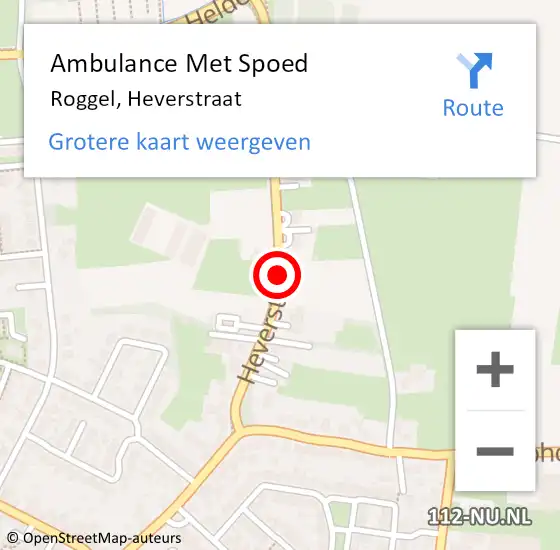 Locatie op kaart van de 112 melding: Ambulance Met Spoed Naar Roggel, Heverstraat op 19 augustus 2019 10:42