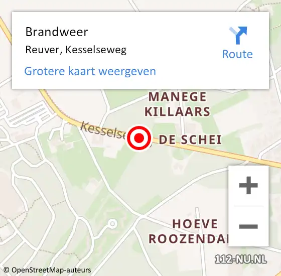 Locatie op kaart van de 112 melding: Brandweer Reuver, Kesselseweg op 19 augustus 2019 11:29
