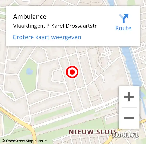 Locatie op kaart van de 112 melding: Ambulance Vlaardingen, P Karel Drossaartstr op 19 augustus 2019 11:56