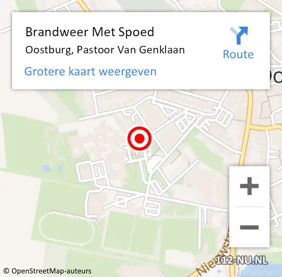 Locatie op kaart van de 112 melding: Brandweer Met Spoed Naar Oostburg, Pastoor Van Genklaan op 19 augustus 2019 12:30