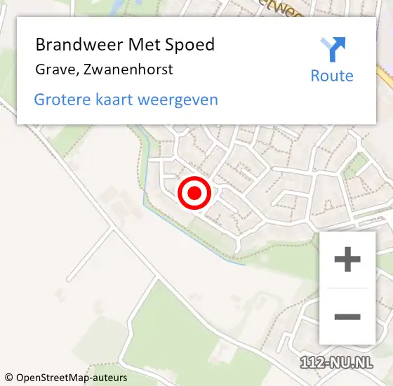 Locatie op kaart van de 112 melding: Brandweer Met Spoed Naar Grave, Zwanenhorst op 19 augustus 2019 13:17