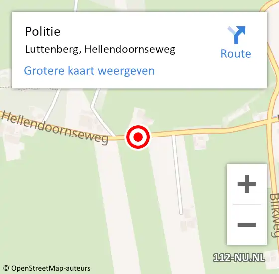 Locatie op kaart van de 112 melding: Politie Luttenberg, Hellendoornseweg op 19 augustus 2019 13:21