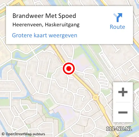Locatie op kaart van de 112 melding: Brandweer Met Spoed Naar Heerenveen, Haskeruitgang op 19 augustus 2019 13:22