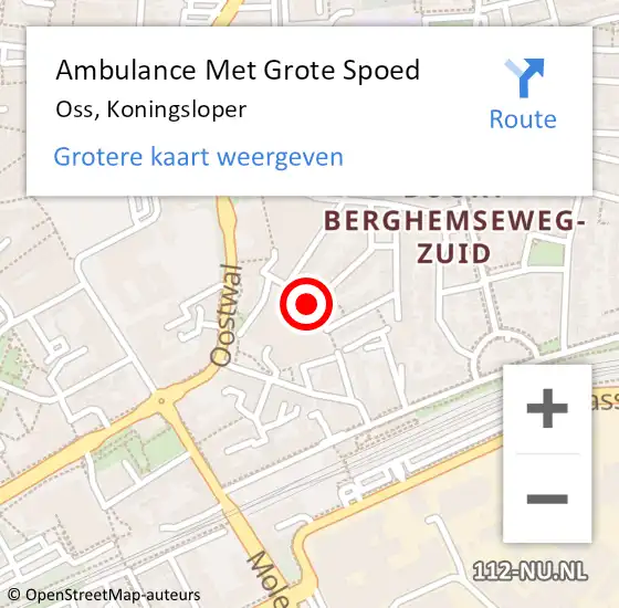 Locatie op kaart van de 112 melding: Ambulance Met Grote Spoed Naar Oss, Koningsloper op 19 augustus 2019 13:29