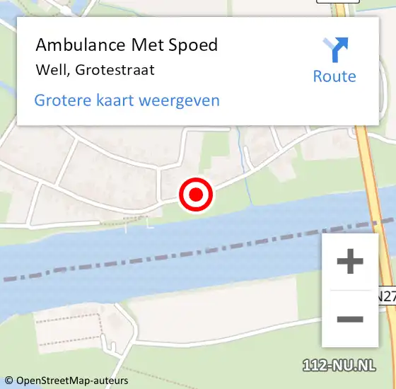 Locatie op kaart van de 112 melding: Ambulance Met Spoed Naar Well, Grotestraat op 11 april 2014 05:23