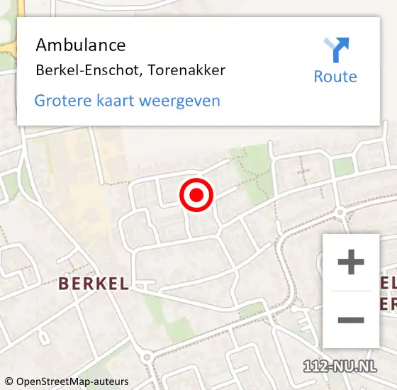 Locatie op kaart van de 112 melding: Ambulance Berkel-Enschot, Torenakker op 19 augustus 2019 14:08