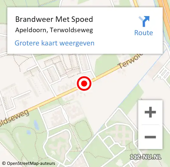 Locatie op kaart van de 112 melding: Brandweer Met Spoed Naar Apeldoorn, Terwoldseweg op 11 april 2014 05:29