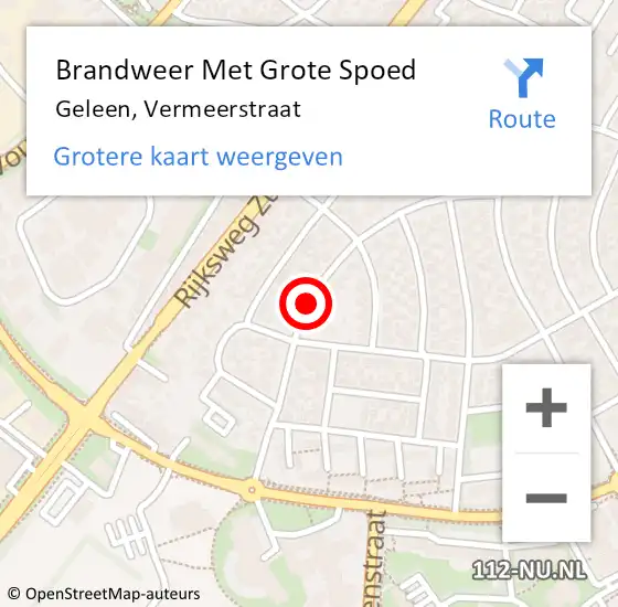 Locatie op kaart van de 112 melding: Brandweer Met Grote Spoed Naar Geleen, Vermeerstraat op 19 augustus 2019 14:11