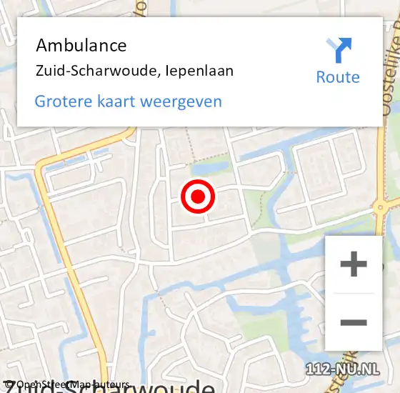 Locatie op kaart van de 112 melding: Ambulance Zuid-Scharwoude, Iepenlaan op 19 augustus 2019 14:41