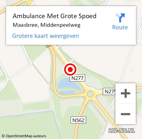 Locatie op kaart van de 112 melding: Ambulance Met Grote Spoed Naar Maasbree, Middenpeelweg op 19 augustus 2019 14:45