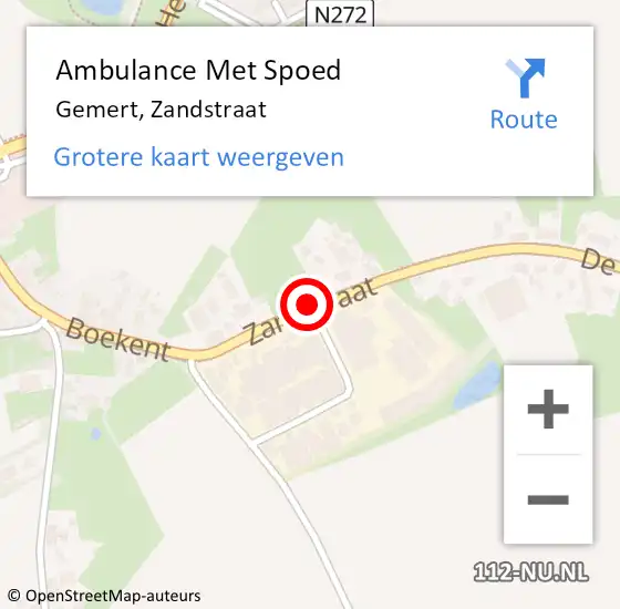 Locatie op kaart van de 112 melding: Ambulance Met Spoed Naar Gemert, Zandstraat op 19 augustus 2019 15:12