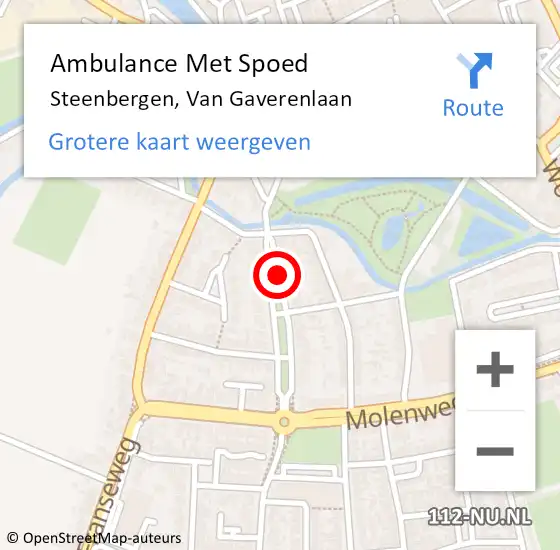 Locatie op kaart van de 112 melding: Ambulance Met Spoed Naar Steenbergen, Van Gaverenlaan op 19 augustus 2019 15:16