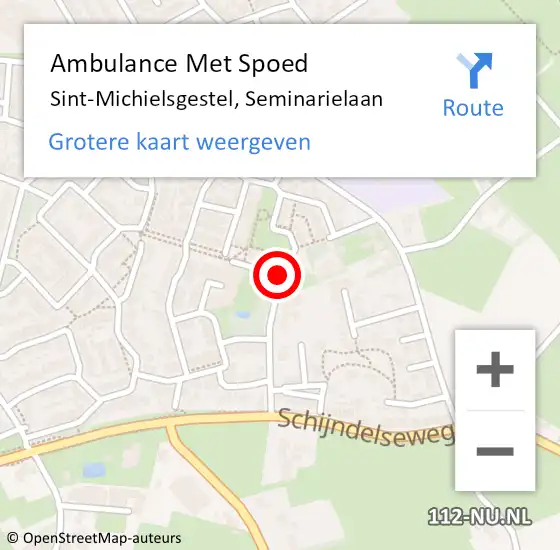 Locatie op kaart van de 112 melding: Ambulance Met Spoed Naar Sint-Michielsgestel, Seminarielaan op 19 augustus 2019 15:35