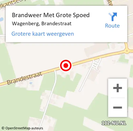 Locatie op kaart van de 112 melding: Brandweer Met Grote Spoed Naar Wagenberg, Brandestraat op 11 april 2014 06:21