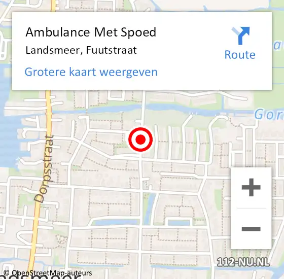 Locatie op kaart van de 112 melding: Ambulance Met Spoed Naar Landsmeer, Fuutstraat op 19 augustus 2019 16:42