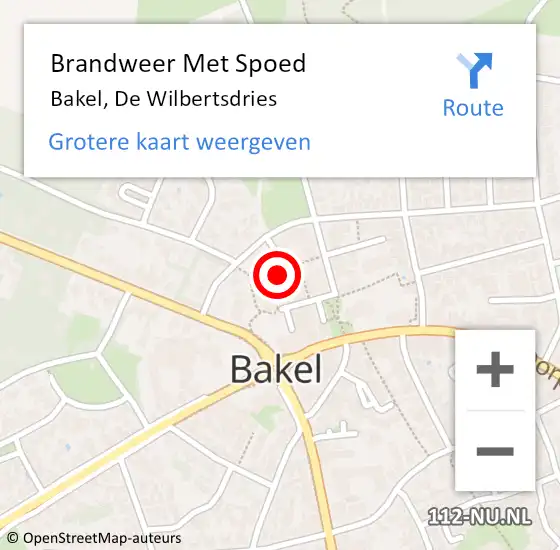 Locatie op kaart van de 112 melding: Brandweer Met Spoed Naar Bakel, De Wilbertsdries op 19 augustus 2019 16:48