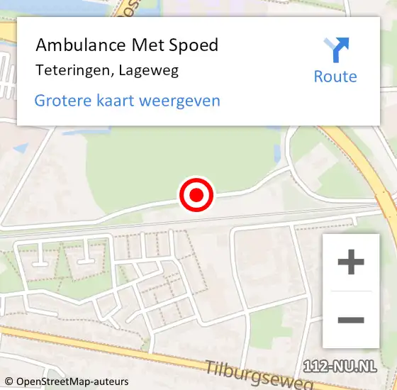 Locatie op kaart van de 112 melding: Ambulance Met Spoed Naar Teteringen, Lageweg op 19 augustus 2019 16:54
