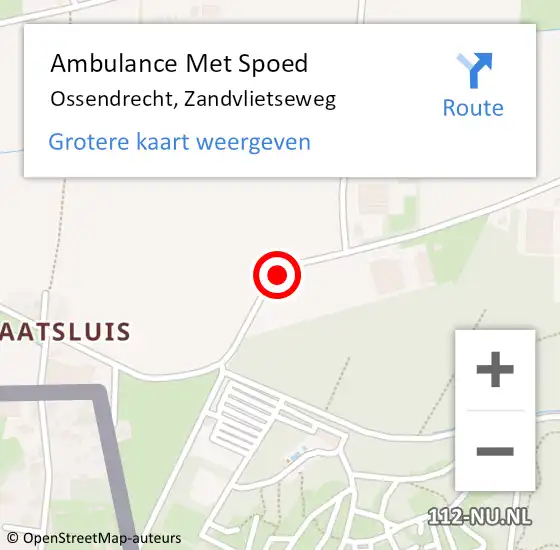 Locatie op kaart van de 112 melding: Ambulance Met Spoed Naar Ossendrecht, Zandvlietseweg op 19 augustus 2019 17:47