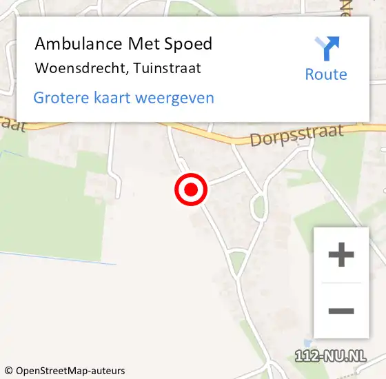 Locatie op kaart van de 112 melding: Ambulance Met Spoed Naar Woensdrecht, Tuinstraat op 19 augustus 2019 17:50