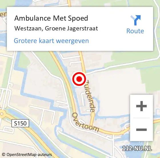 Locatie op kaart van de 112 melding: Ambulance Met Spoed Naar Westzaan, Groene Jagerstraat op 19 augustus 2019 17:59