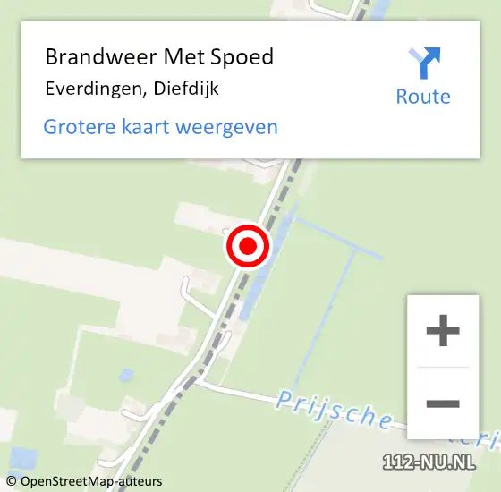 Locatie op kaart van de 112 melding: Brandweer Met Spoed Naar Everdingen, Diefdijk op 19 augustus 2019 19:21
