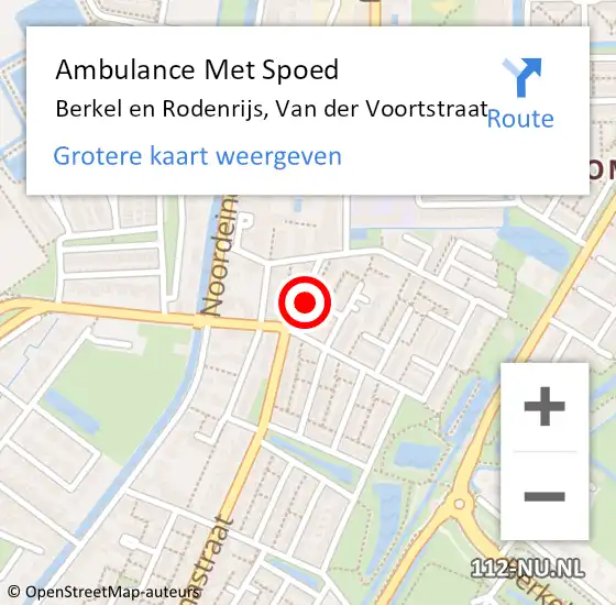 Locatie op kaart van de 112 melding: Ambulance Met Spoed Naar Berkel en Rodenrijs, Van der Voortstraat op 19 augustus 2019 22:07