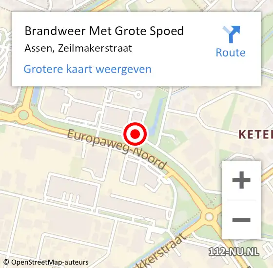 Locatie op kaart van de 112 melding: Brandweer Met Grote Spoed Naar Assen, Zeilmakerstraat op 20 augustus 2019 03:19