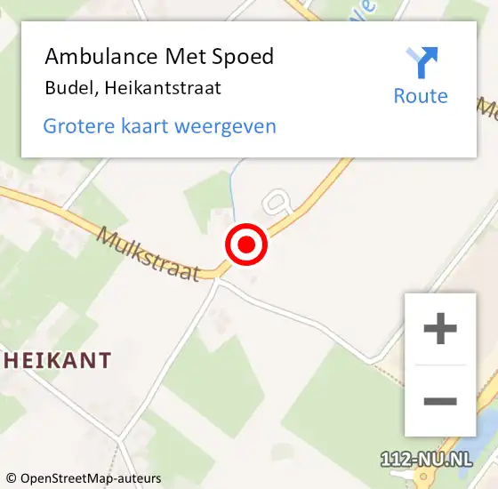 Locatie op kaart van de 112 melding: Ambulance Met Spoed Naar Budel, Heikantstraat op 20 augustus 2019 03:41