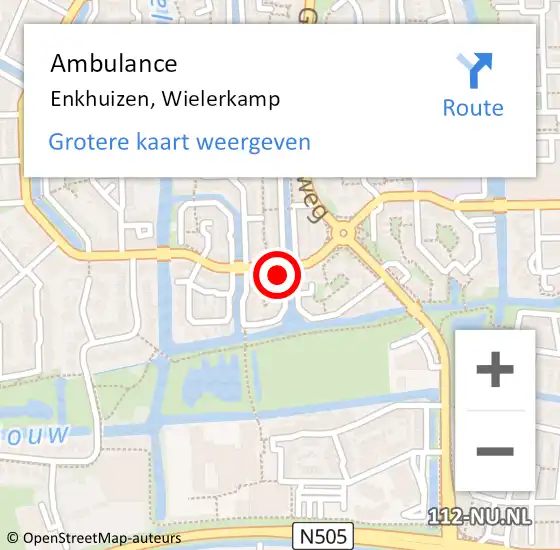 Locatie op kaart van de 112 melding: Ambulance Enkhuizen, Wielerkamp op 11 april 2014 08:05